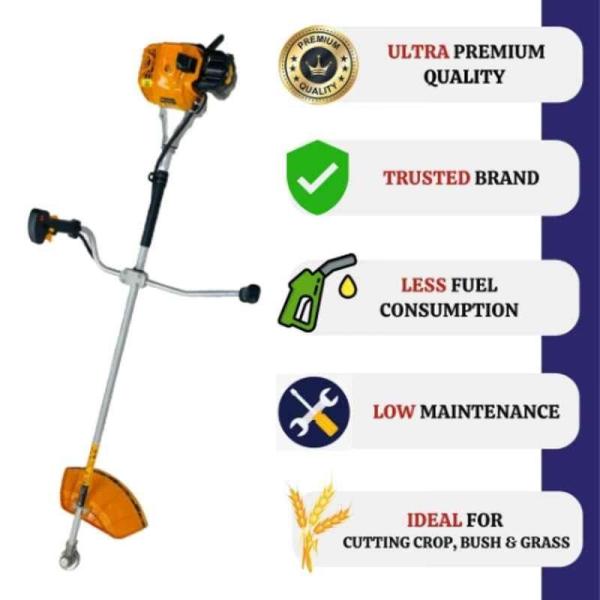 Royal Kissan 2.8HP 43CC 2 Stroke Side Pack Brush Cutter with 80T, 2T & Nylon Trimmer Blades